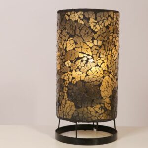 TL. Cilinder Glas Mozaiek Bruin/Goud 30 cm