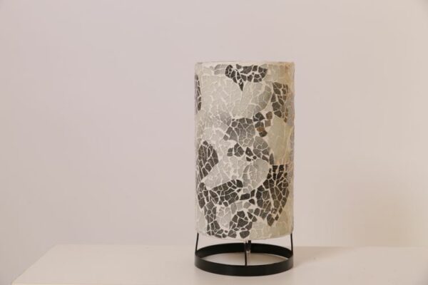 TL. Cilinder Glas Mozaiek Wit/Grijs 30 cm